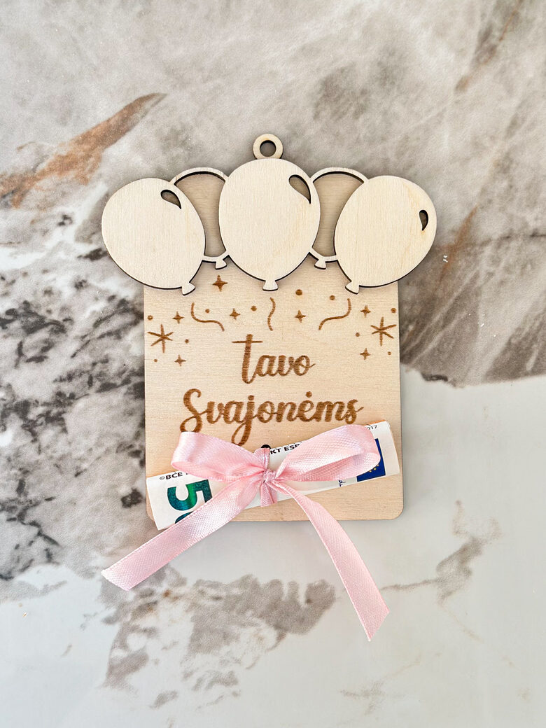 Medinė lentelė pinigams dovanoti TAVO SVAJONĖMS