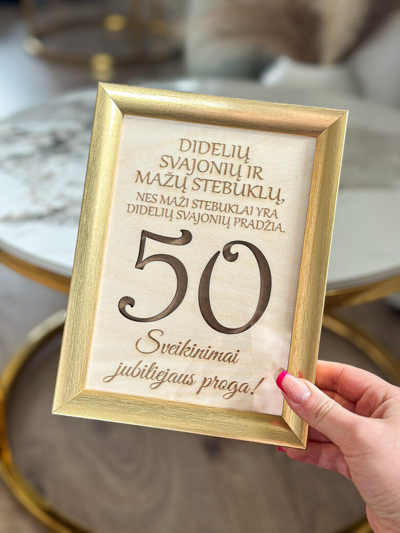 Rėmelis, graviruotas sveikinimas su skaičiumi
