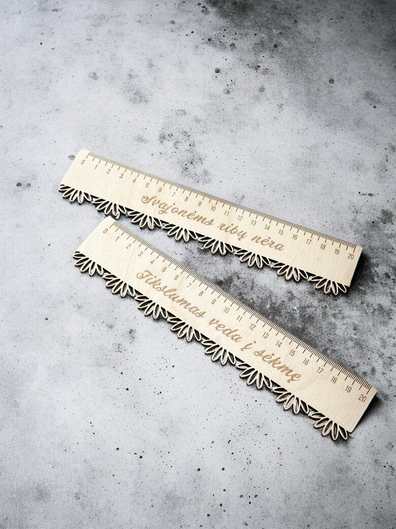 Liniuotė su graviruotu užrašu