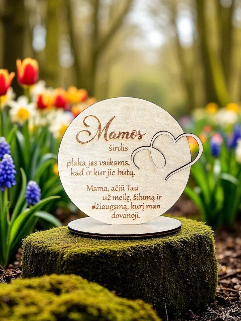 Medinė dekoracija - padėka MAMOS ŠIRDIS