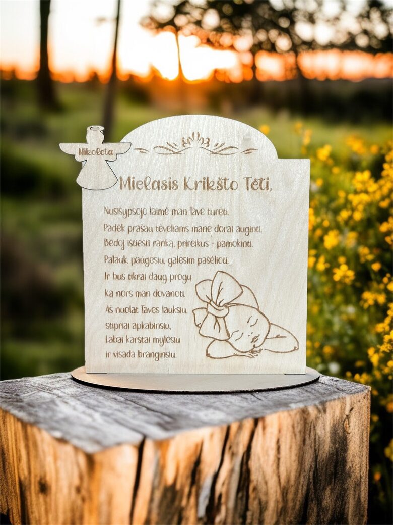 Medinė lentelė - Padėka krikšto tėčiui