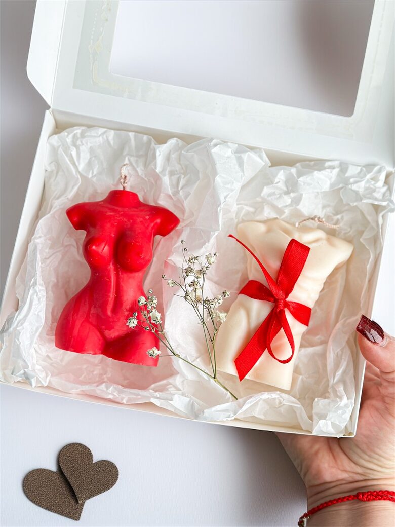 Sojų vaško žvakių komplektas DU VALENTINAI