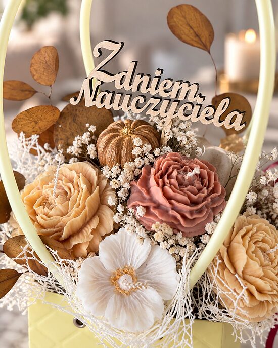 Medinis užrašas puokštėms "Z DNIEM NAUCZYCIELA"