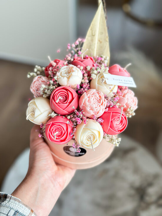 Žvakių ir džiovintų augalų puokštė LAIMINGA, M