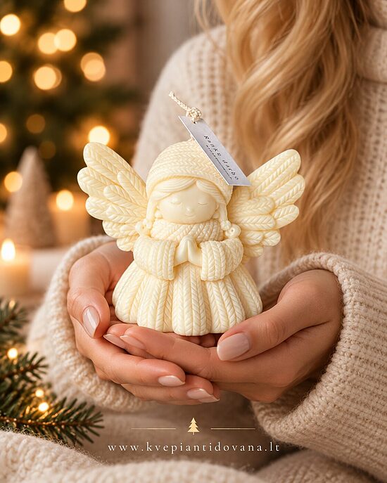 Sojų vaško žvakė KALĖDINIS ANGELAS (didelis)