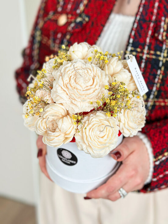 Vaško gėlių-Žvakių puokštė JAUKI, L