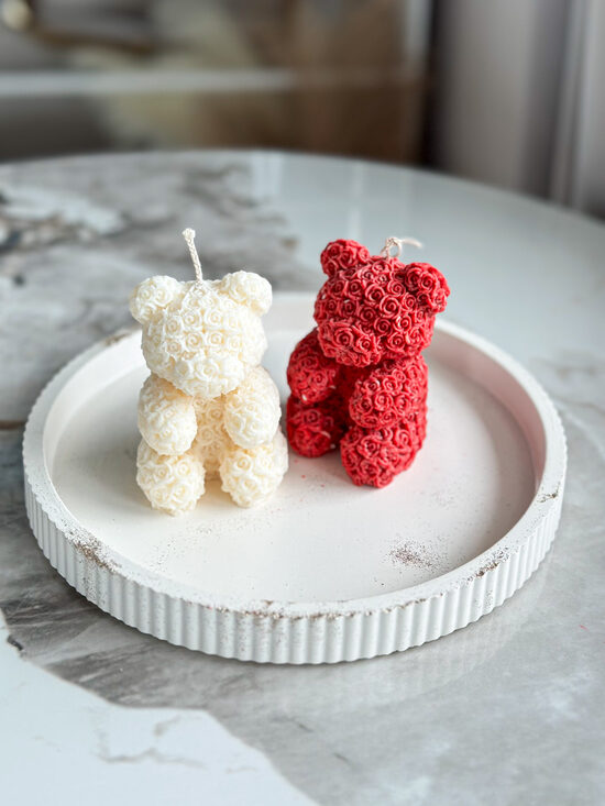 Sojų vaško žvakė ROŽIŲ MEŠKIUKAS, M 1vnt