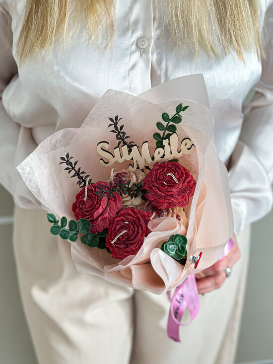 Vaško gėlių (žvakių) puokštė BIJŪNAI SU MEILE nr2