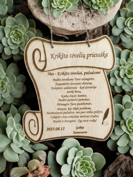 Pakabinama lentelė - Krikšto Tėvelių priesaika