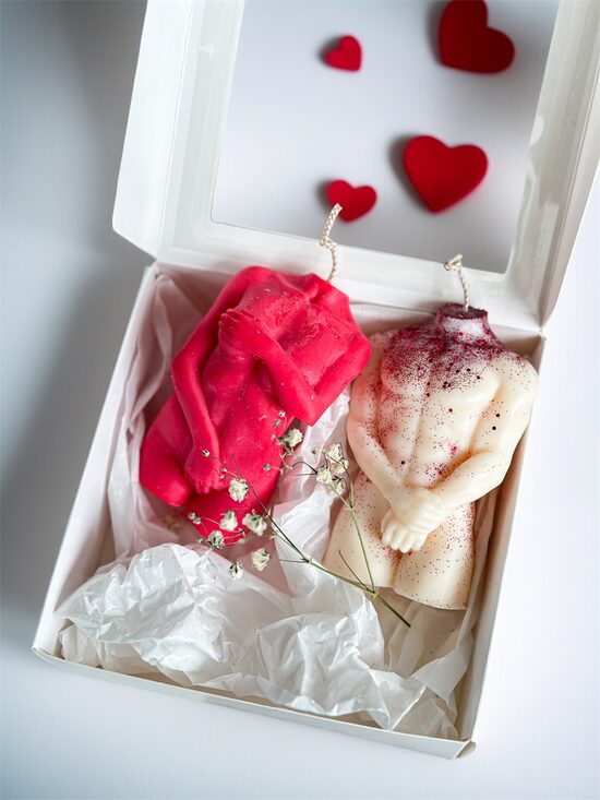 Sojų vaško žvakių komplektas MEILĖS KŪNAI