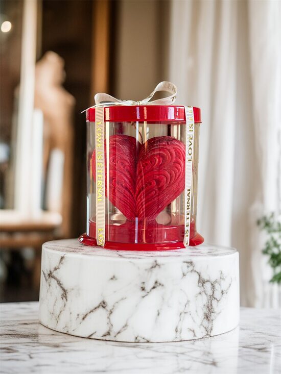 Sojų vaško žvakė ŠIRDIS RAŠTUOTA